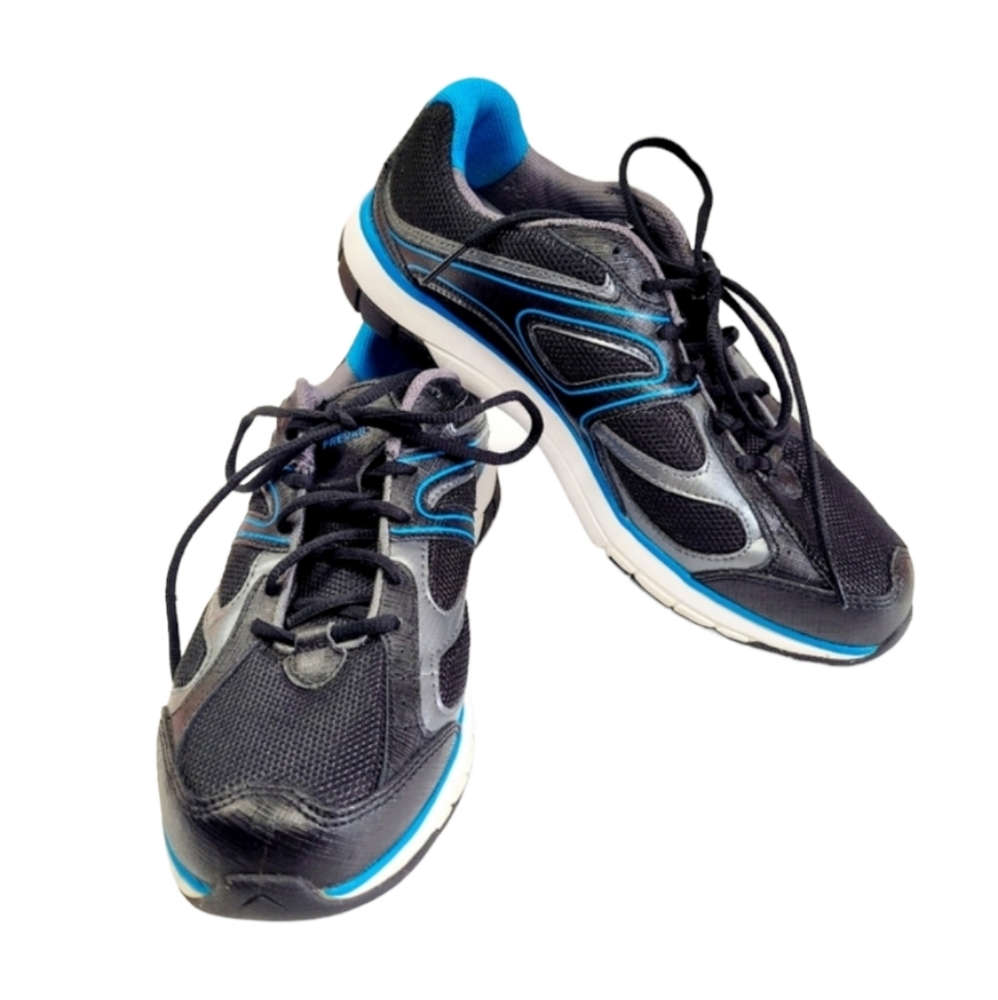 Ryka Prevail Black & Turquoise Leather & Mesh Sneaker/Shoe Size 8.5W